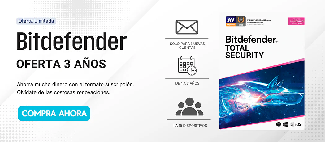 Oferta Bitdefender 3 años